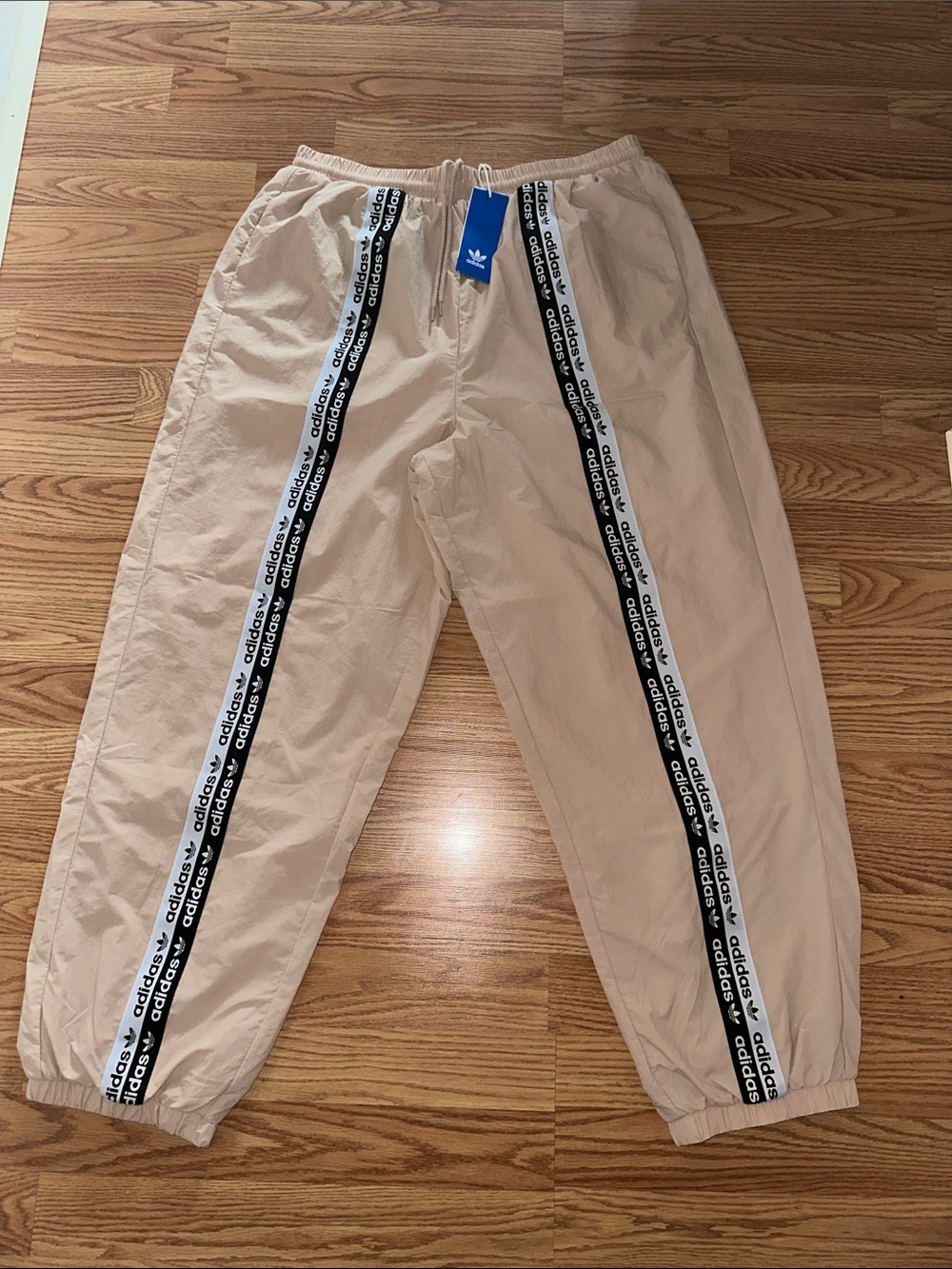 adidas Beige Jogger Pants with Black Branded Side Tape